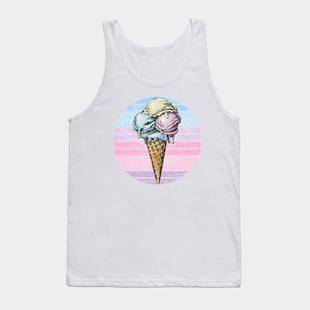 Triple Scoop Ice Cream Ice Cream Cone Ice Cream Lover Holiday Shirt Retro Style Gift Japanese Style Art Tank Top by DeanWardDesigns